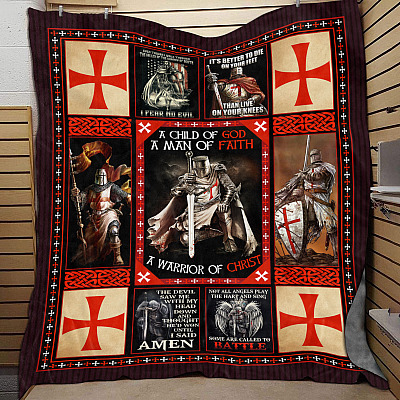 Alternative view of A Child Of God A Man Of Faith A Warrior Of Christ Fleece Blanket - Premium Mink Sherpa Blanket - Woven Blanket