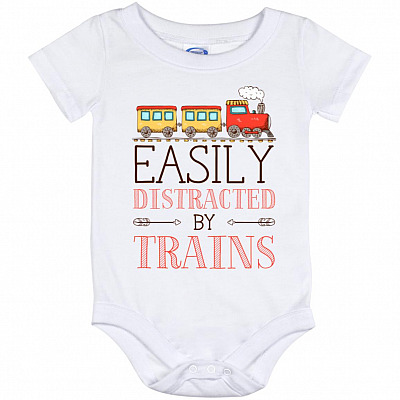 Trains Baby Onesie, White, Baby Onesie - 12 Month