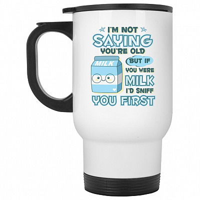 14 oz. White Travel Mug