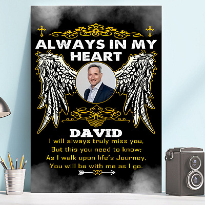 Alternative view of Personalized Custom Photo You're Always In My Heart Gallery Wrapped Framed Canvas Prints - Unframed Poster