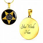 In The Darkest Dark Look To The Stars Circle Pendant Necklace - Circle Luxury Necklace (Gold Plated)