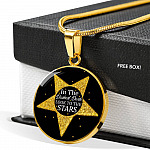 In The Darkest Dark Look To The Stars Circle Pendant Necklace - Circle Luxury Necklace (Gold Plated)