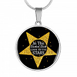 In The Darkest Dark Look To The Stars Circle Pendant Necklace - Circle Luxury Necklace (Silver)