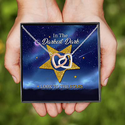 In The Darkest Dark Interlocking Hearts Pendant Necklace