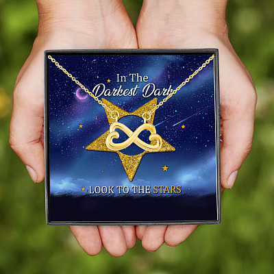 In The Darkest Dark Infinity Heart Pendant Necklace