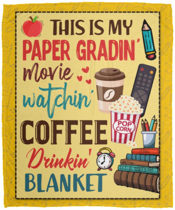 This Is My Paper Gradin' Movie Watching Blanket, White, Cozy Plush Fleece Blanket - 50x60 This Is My Paper Gradin' Movie Watching Blanket, White, Cozy Plush Fleece Blanket - 50x60