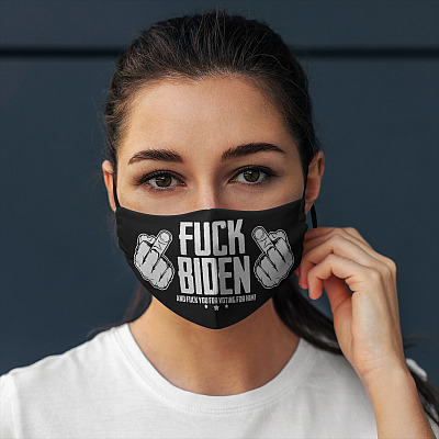 Alternative view of Fuck Biden and Fuck You for Voting for Him Anti Joe Biden Washable Reusable Custom Printed Cloth Face Mask Cover