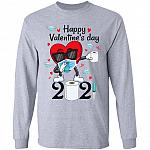 Happy Valentine's Day 2021 Vaccine Funny Valentines Gift Hoodie - Sweatshirt - Long Sleeve Shirt, Sport Grey, Long Sleeve