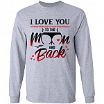I Love You to the Moon and Back Funny Valentines Gift Hoodie - Sweatshirt - Long Sleeve Shirt, Sport Grey, Long Sleeve
