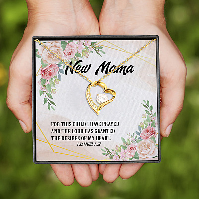 New Mama for This Child I Have Prayed Samuel 1 27 Baby Announcement Gift Forever Love Pendant Necklace