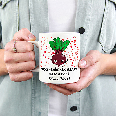 Alternative view of Personalized You Make My Heart Skip a Beet Funny Quote Coffee Mug - Beer Stein - Water Bottle