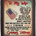 Personalized to My Wife Thank You Blanket, White, Cozy Plush Fleece Blanket - 50x60