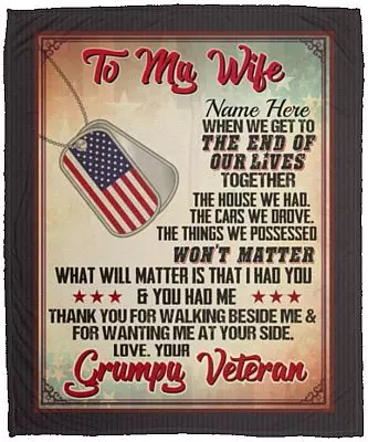 Personalized to My Wife Thank You Blanket, White, Cozy Plush Fleece Blanket - 50x60