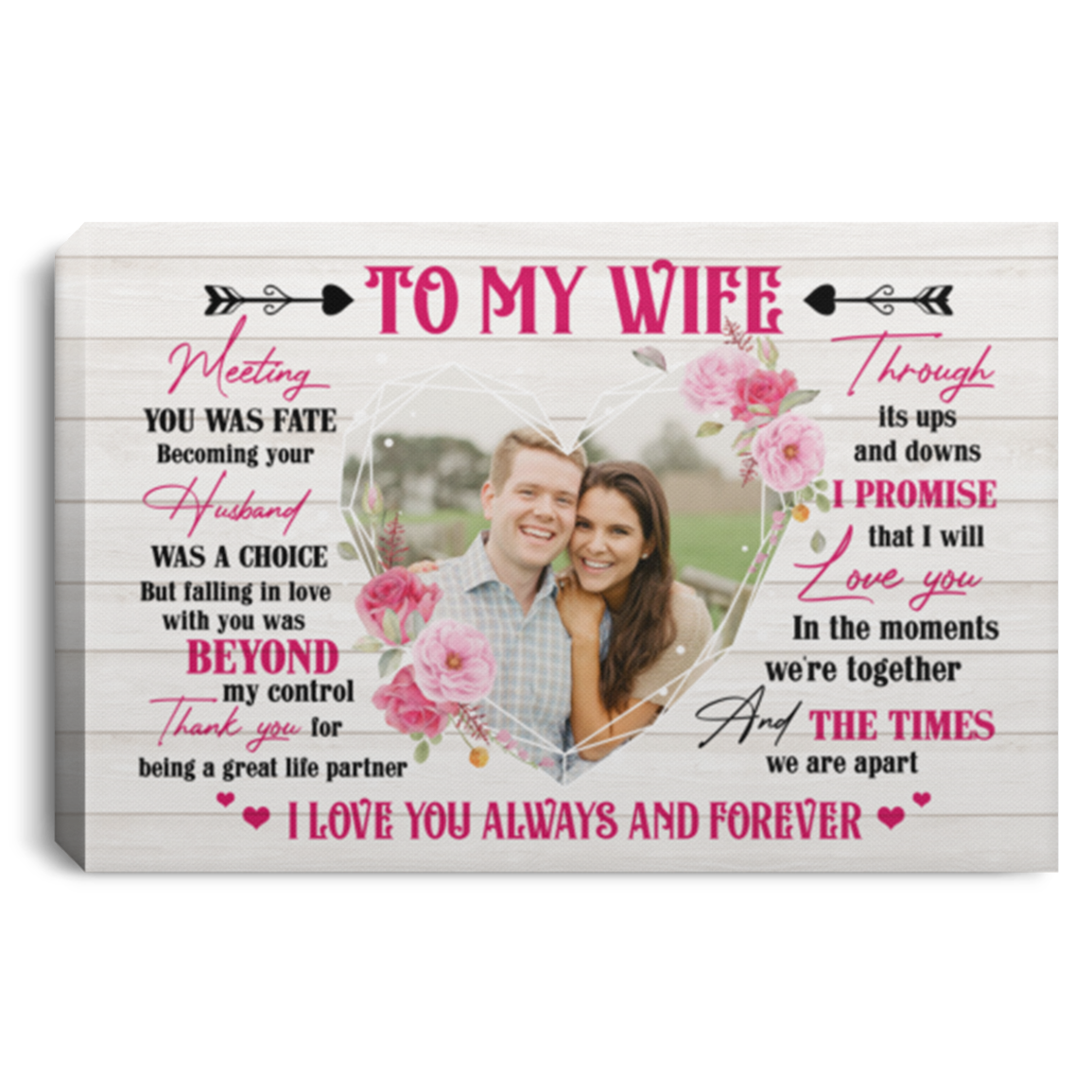 Personalized Custom Photo To My Wife Meeting You Was Fate From Husband Anniversary Framed Canvas Prints - Unframed Poster, White, 0.75'' Framed Canvas