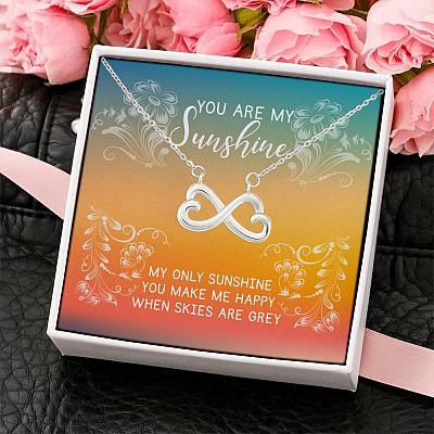 To My Wife You Are My Sunshine You Make Me Happy When Skies Are Grey Husband Gift Infinity Heart Pendant Necklace