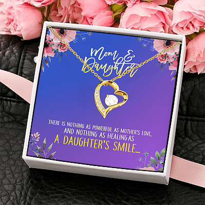 Nothing as Powerful as Mother's Love Nothing Healing as a Daughter's Smile Forever Love Pendant Necklace
