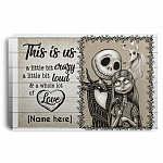 Personalized Nightmare Jack and Sally This is Us A Little Bit Crazy Framed Canvas Prints - Unframed Poster, White, 0.75'' Framed Canvas