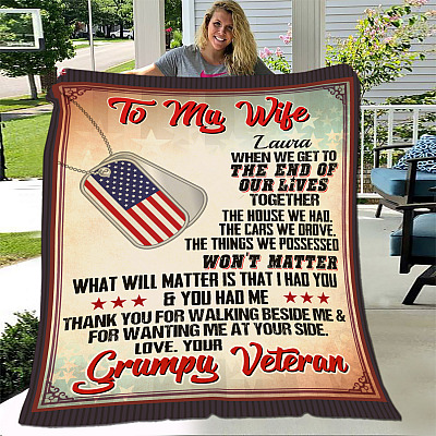 Alternative view of Personalized to My Wife Thank You for Walking Beside Me Wife Gift from Husband Fleece Blanket - Mink Sherpa Blanket