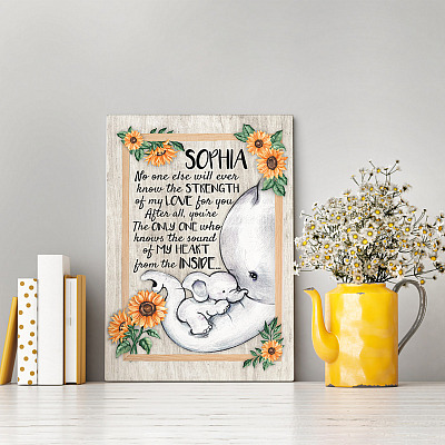 Alternative view of Personalized Elephant No One Else Will Ever Know The Strength Of My Love For You Framed Canvas Prints - Unframed Poster