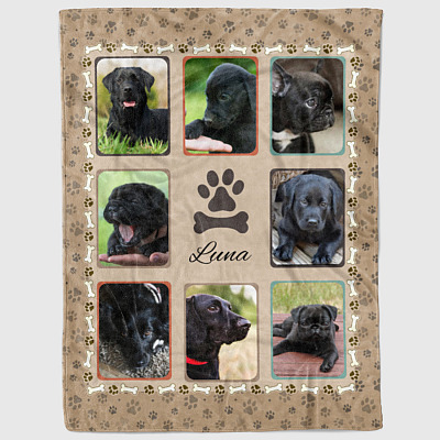 Alternative view of Personalized Photo Collage Pet Dog Fleece Blanket - Mink Sherpa Blanket - Woven Blanket