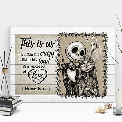 Alternative view of Personalized Nightmare Jack and Sally This is Us A Little Bit Crazy Framed Canvas Prints - Unframed Poster