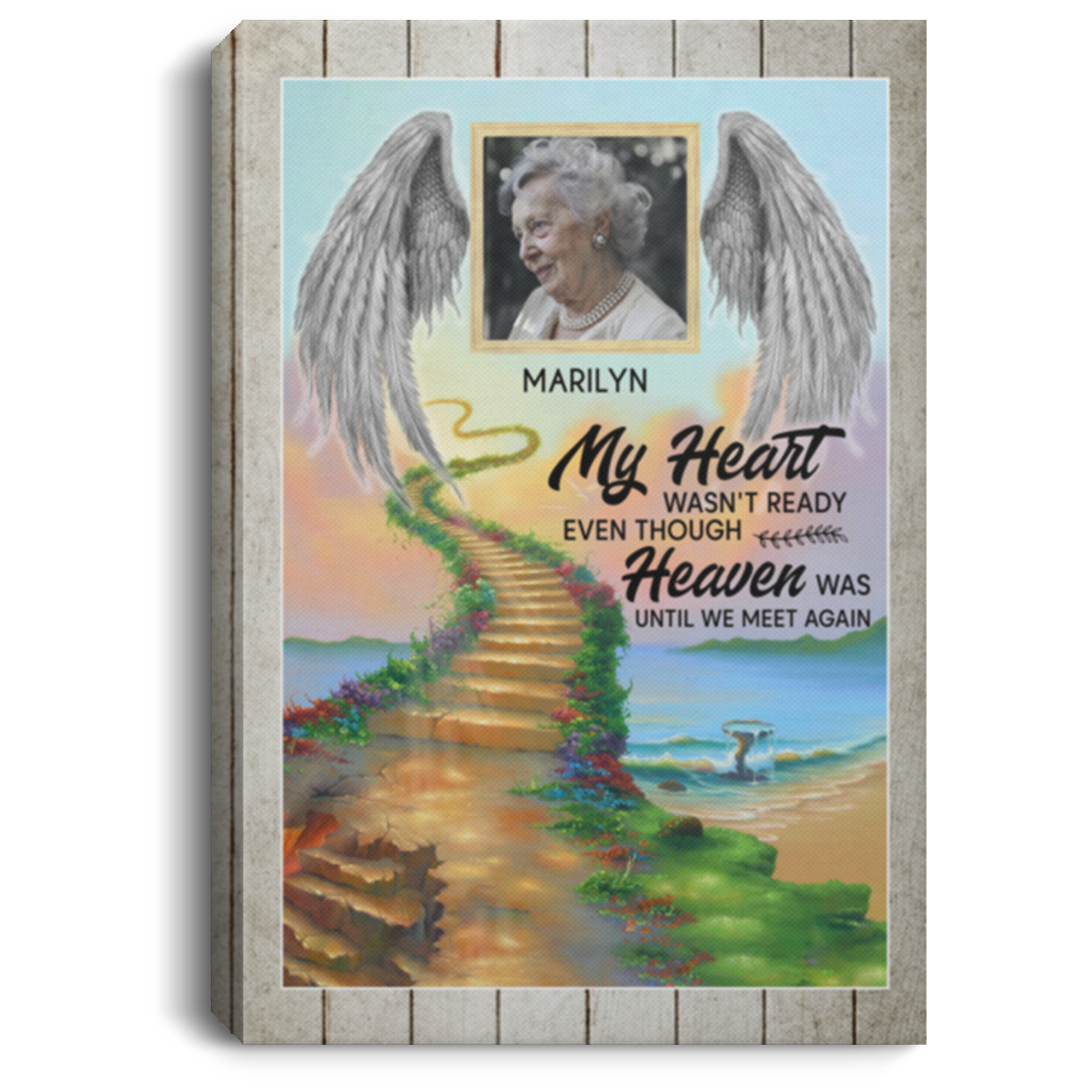 Personalized Photo My Heart Wasn't Ready Even Though Heaven Was Until Framed Canvas - Unframed Poster, White, 0.75'' Framed Canvas