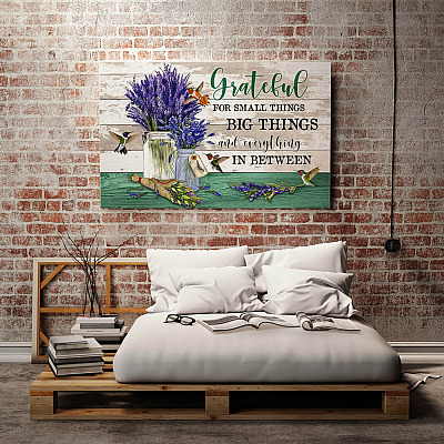 Alternative view of Hummingbird Grateful For Small Things Big Things and Everything in Between Framed Canvas - Unframed Poster