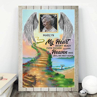 Alternative view of Personalized Photo My Heart Wasn't Ready Even Though Heaven Was Until Framed Canvas - Unframed Poster