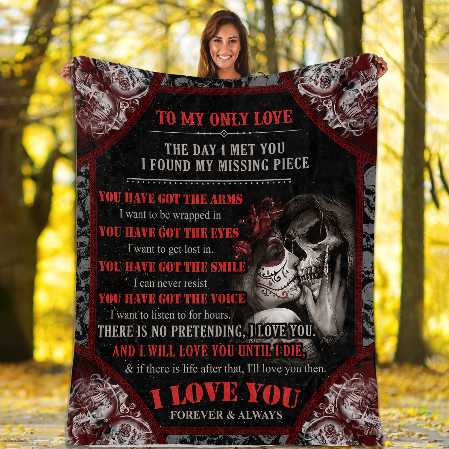 1VT. To My Only Love Skull Couple blanket mockup