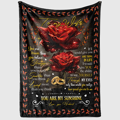Alternative view of To My Wife You Are Braver Than You Believe Stronger Than You Seem Rose Fleece Blanket - Premium Sherpa Blanket