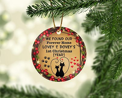 Alternative view of Customized We Found Our Forever Home Lovey Dovey Decorative Christmas Ornament - Holiday Flat Circle Ornament