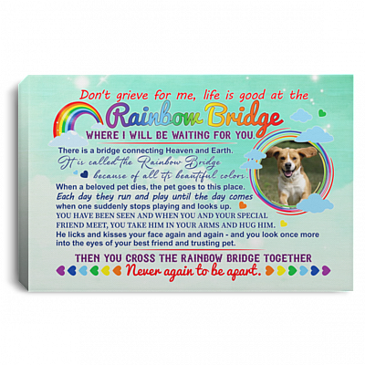 Personalized Photo Rainbow Bridge Dog Memorial Gallery Wrapped Framed Canvas Prints-Unframed Poster-Decor Wall Art, White, 0.75'' Framed Canvas