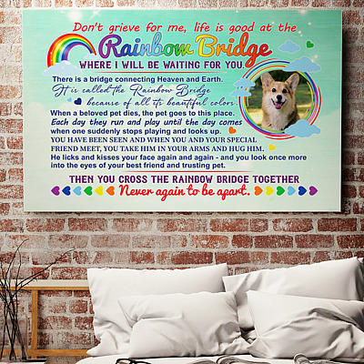 Alternative view of Personalized Photo Rainbow Bridge Dog Memorial Gallery Wrapped Canvas Prints-Unframed Poster-Decor Wall Art