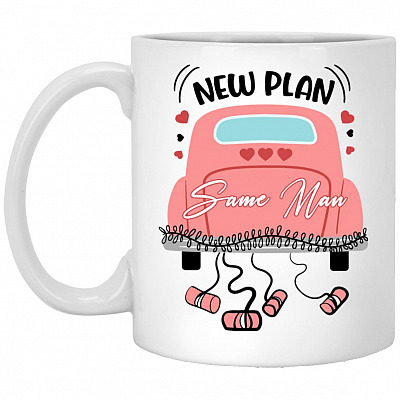 New Plan Same Man Social Distancing Wedding Mug, White, 11 oz. White Mug