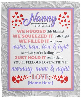 Personalized Nanny Blanket, White, Cozy Plush Fleece Blanket - 50x60