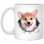 Corgi Dog Coffee Mug, White, 11 oz. White Mug
