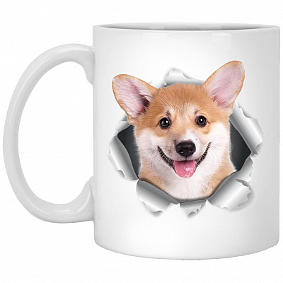 Corgi Dog Coffee Mug, White, 11 oz. White Mug