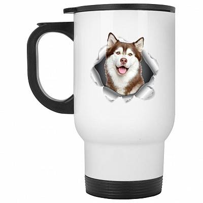 14 oz. White Travel Mug