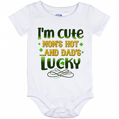 I'm Cute Mom's Hot, White, Baby Onesie - 12 Month