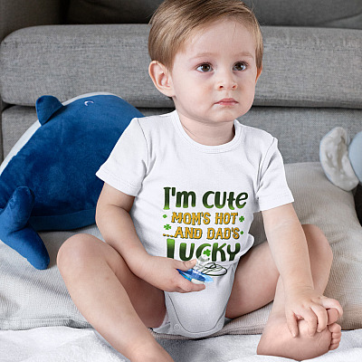 Alternative view of I'm Cute Mom's Hot And Dad's Lucky St. Patrick's Day Baby Onesie - Saint. Patrick's Day Irish Infant Bodysuit
