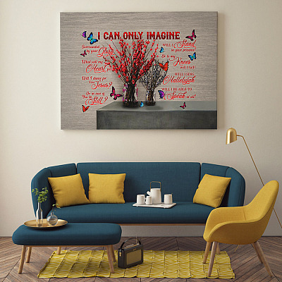 Alternative view of I Can Only Imagine Surrounded By Your Glory Butterfly Wings Quote Framed Canvas Unframed Poster Wall Art