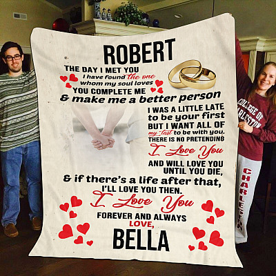 Alternative view of Custom Photo the Day I Met You I Have Found the One Fleece Blanket - Mink Blanket - Woven Blanket