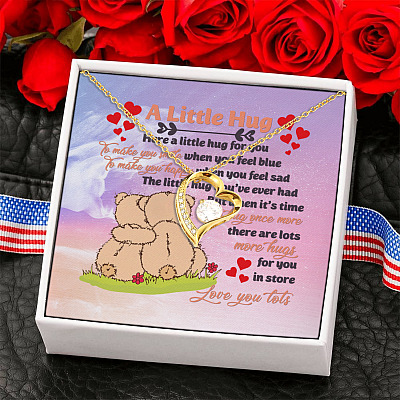 A Little Hug for You Love You Lots Valentines Day Gift for Girlfriend Forever Love Pendant Necklace