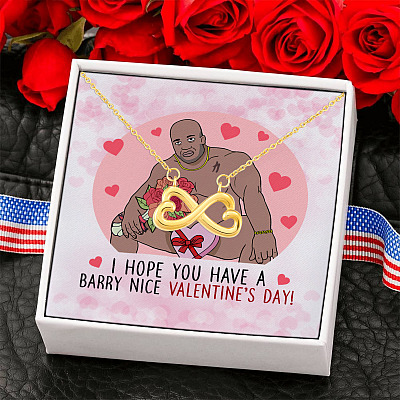 Alternative view of Barry Valentine Wood Sitting Nice Valentine's Day Funny Gift Ideas Infinity Heart Pendant Necklace