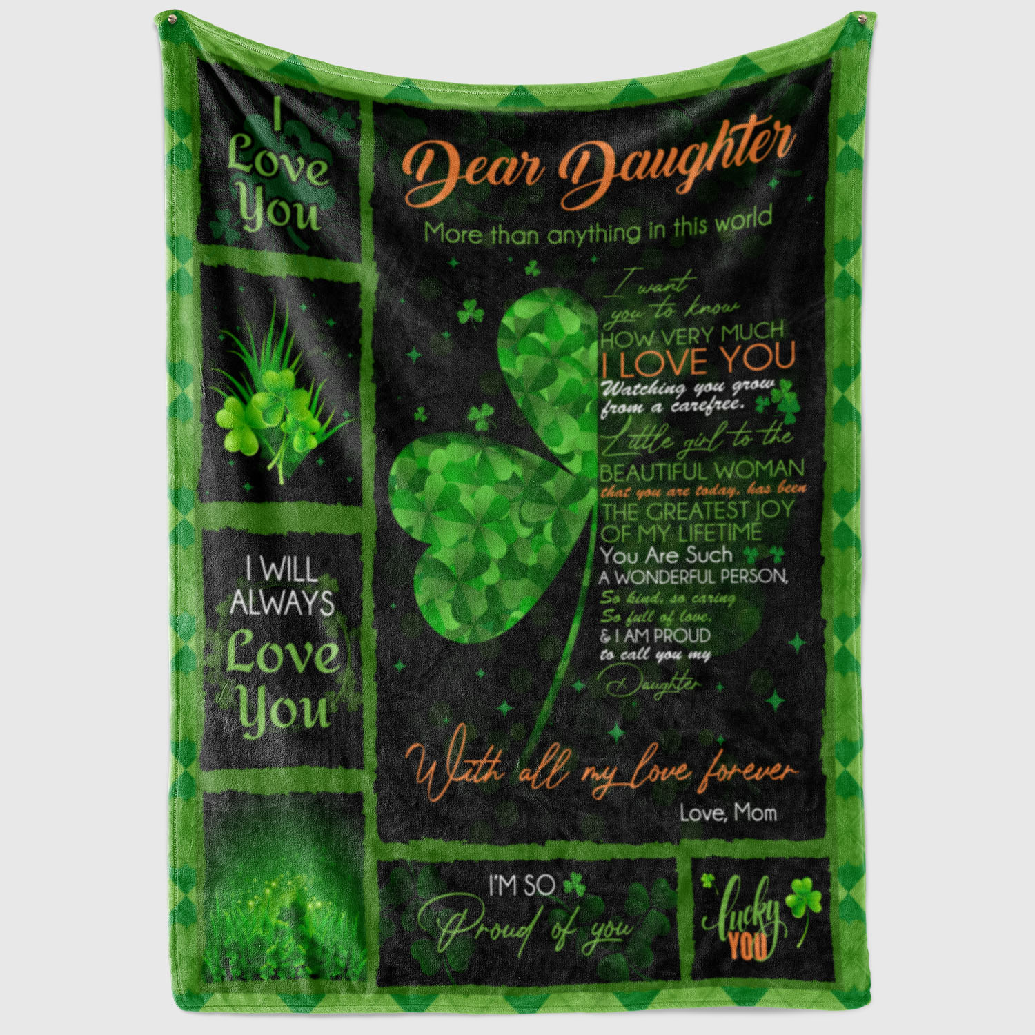 3VT. Dear Daughter More Than Anything Patrick Day blanket mockup2