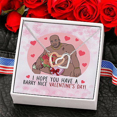 Alternative view of Barry Valentine Wood Sitting Nice Valentine's Day Funny Gift Ideas Interlocking Heart Pendant Necklace