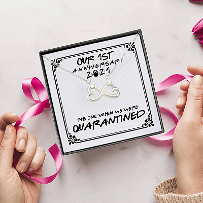 Alternative view of Our First Anniversary 2021 the One Where We Were Quarantined Infinity Hearts Pendant Necklace
