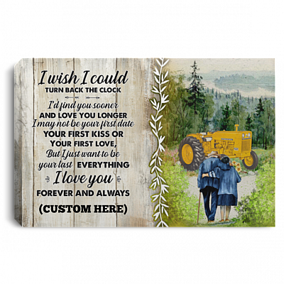 Personalized Tractor I Wish I Could Turn Back The Clock Custom Name Framed Canvas Prints - Unframed Poster, White, 0.75'' Framed Canvas