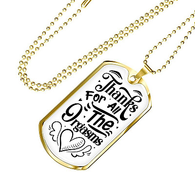 Thanks for All the Orgasms Funny Naughty Couple Valentine for Him Dog Tag Pendant Necklace - Dog Tag (Gold Plated)