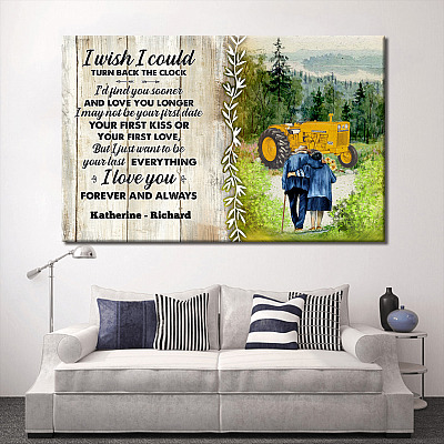 Alternative view of Personalized Tractor I Wish I Could Turn Back The Clock Custom Name Framed Canvas Prints - Unframed Poster